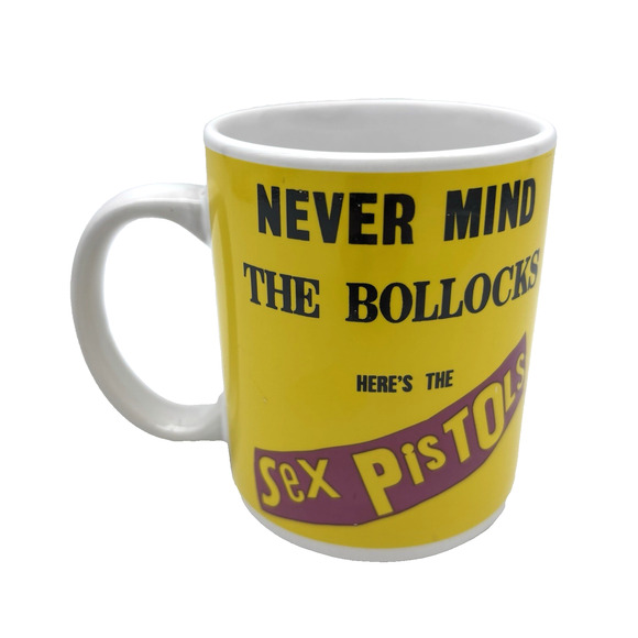 2009 'Never Mind the Bollocks Here's the Sex Pistols' Yellow Graphic 11oz Mug - Picture 1 of 9